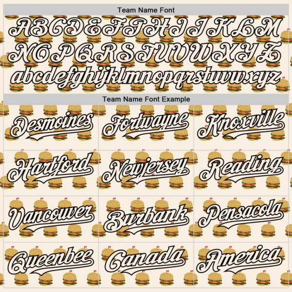 Custom Cream Black Foodie Fast Food Hamburgers Authentic Baseball Jersey