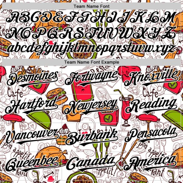 Custom White Black Foodie Fast Food Doodles Authentic Baseball Jersey