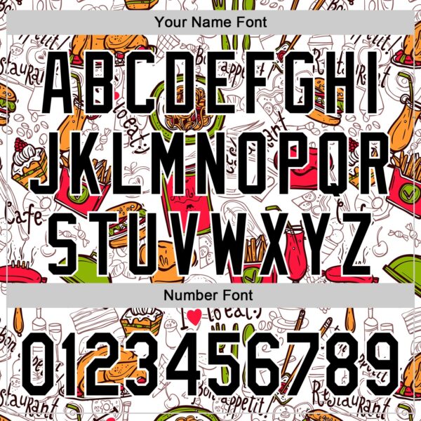 Custom White Black Foodie Fast Food Doodles Authentic Baseball Jersey