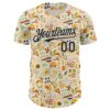 Custom Cream Black Foodie Abstract Doodles Authentic Baseball Jersey