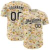Custom Cream Black Foodie Abstract Doodles Authentic Baseball Jersey