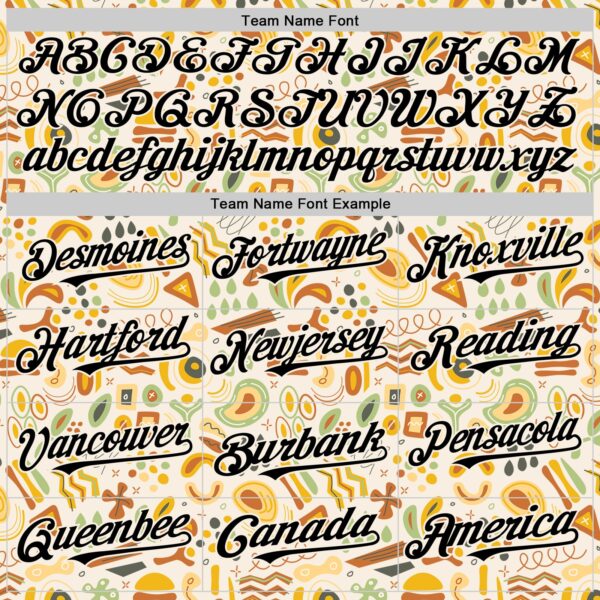 Custom Cream Black Foodie Abstract Doodles Authentic Baseball Jersey