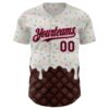 Custom White Brown-Pink Foodie Dripping Ice Cream Authentic Baseball Jersey