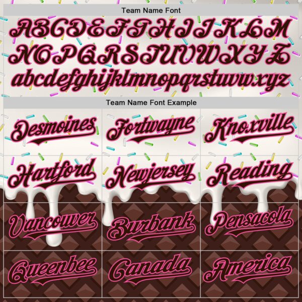 Custom White Brown-Pink Foodie Dripping Ice Cream Authentic Baseball Jersey