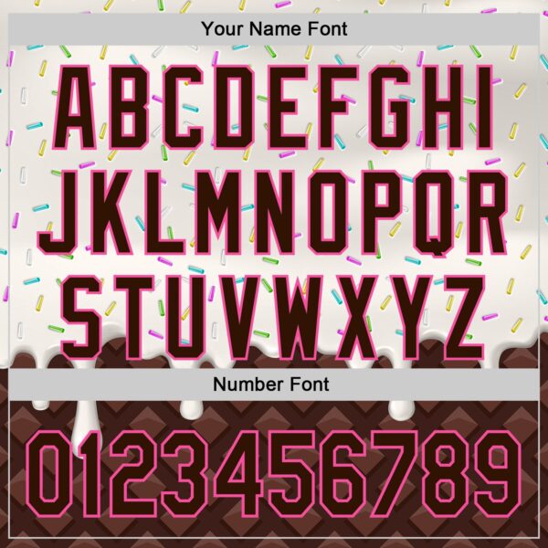 Custom White Brown-Pink Foodie Dripping Ice Cream Authentic Baseball Jersey