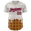 Custom White Brown-Pink Foodie Dripping Ice Cream Authentic Baseball Jersey