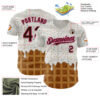 Custom White Brown-Pink Foodie Dripping Ice Cream Authentic Baseball Jersey