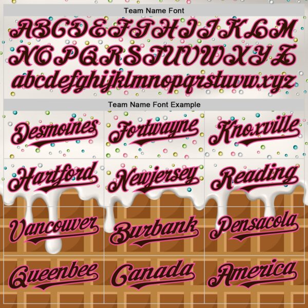 Custom White Brown-Pink Foodie Dripping Ice Cream Authentic Baseball Jersey