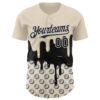Custom Cream Black-White Foodie Dripping Ice Cream Authentic Baseball Jersey