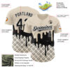 Custom Cream Black-White Foodie Dripping Ice Cream Authentic Baseball Jersey