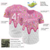 Custom Pink White Foodie Dripping Ice Cream Authentic Baseball Jersey