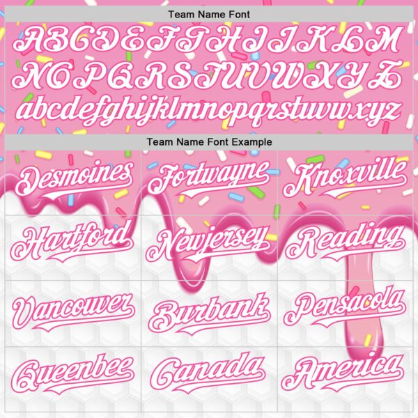 Custom Pink White Foodie Dripping Ice Cream Authentic Baseball Jersey