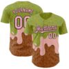 Custom Green Light Pink-Brown Foodie Dripping Ice Cream Authentic Baseball Jersey