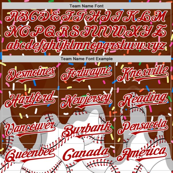 Custom Brown Red-White Foodie Dripping Ice Cream Authentic Baseball Jersey