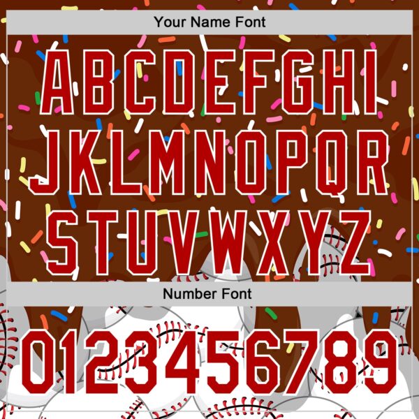 Custom Brown Red-White Foodie Dripping Ice Cream Authentic Baseball Jersey