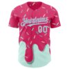 Custom Pink Ice Blue Foodie Dripping Ice Cream Authentic Baseball Jersey