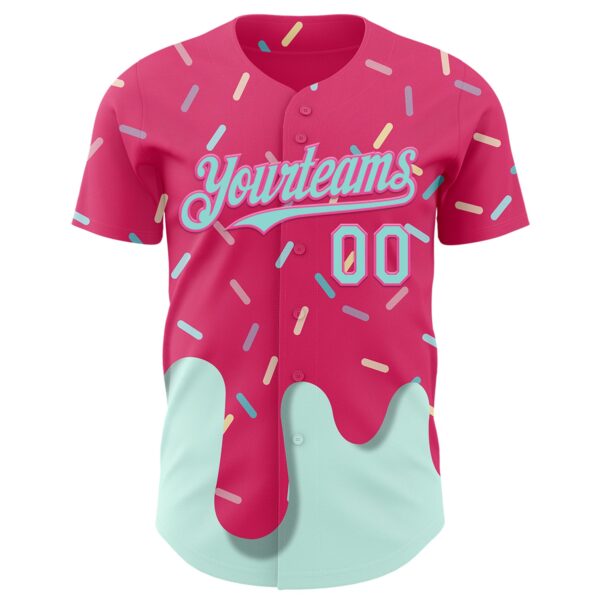 Custom Pink Ice Blue Foodie Dripping Ice Cream Authentic Baseball Jersey