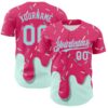 Custom Pink Ice Blue Foodie Dripping Ice Cream Authentic Baseball Jersey