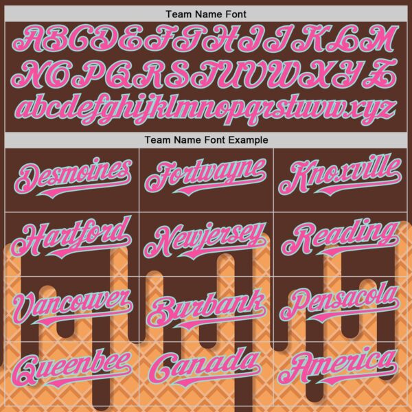 Custom Brown Pink-Ice Blue Foodie Dripping Ice Cream Authentic Baseball Jersey