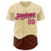 Custom Yellow Pink-Brown Foodie Dripping Ice Cream Authentic Baseball Jersey