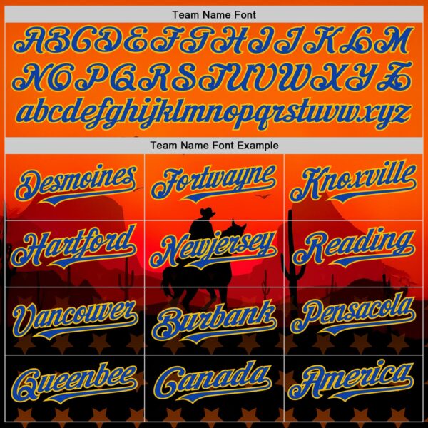 Custom Orange Thunder Blue-Yellow Texas Cowboy City Edition Authentic Baseball Jersey