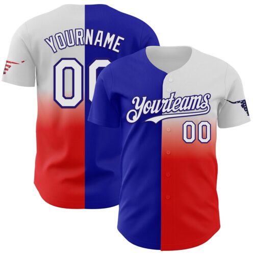 Custom Blue White Red-Dark Purple Texas Flag City Edition Authentic Baseball Jersey