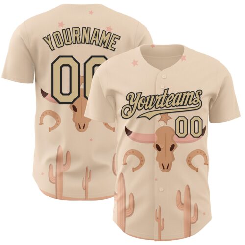 Custom City Cream Vegas Gold-Black Texas Cowboy Landscape City Edition Authentic Baseball Jersey