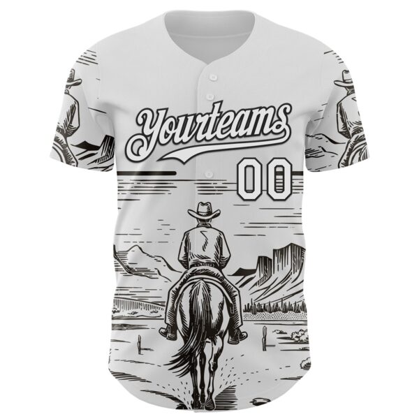 Custom White Black Texas Cowboy Landscape City Edition Authentic Baseball Jersey