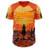 Custom Orange Yellow Texas Cowboy Sunset Southwest Landscape City Edition Authentic Baseball Jersey