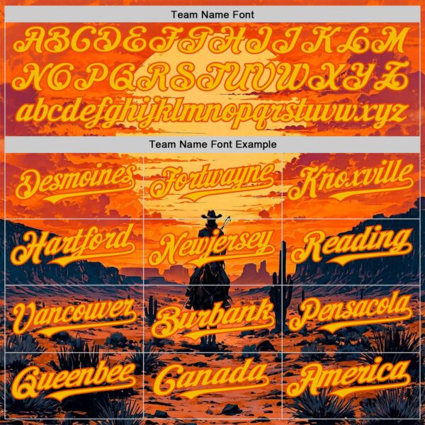 Custom Orange Yellow Texas Cowboy Sunset Southwest Landscape City Edition Authentic Baseball Jersey