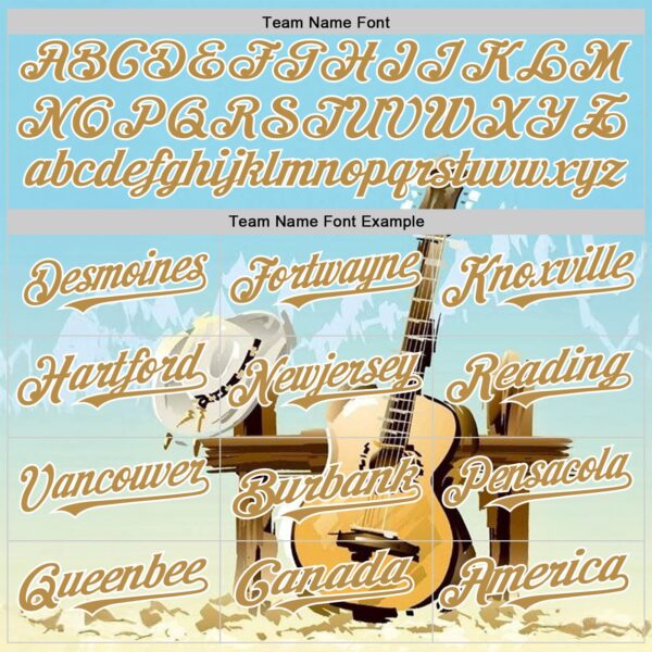 Custom Blue Old Gold-White Texas Landscape Guitar City Edition Authentic Baseball Jersey