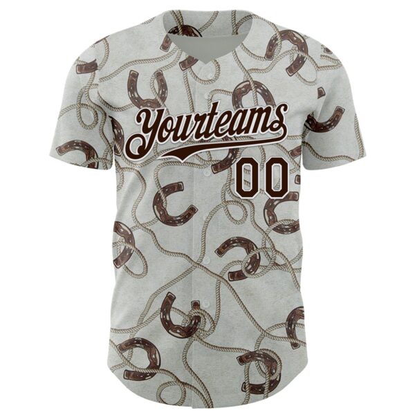 Custom Gray Brown-White Texas Horseshoe Cowboy City Edition Authentic Baseball Jersey