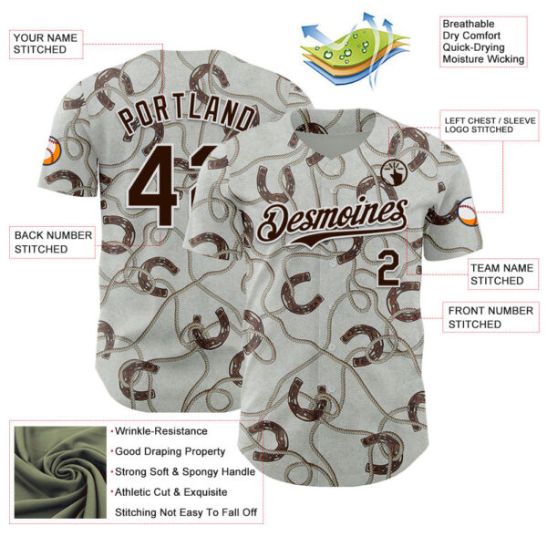 Custom Gray Brown-White Texas Horseshoe Cowboy City Edition Authentic Baseball Jersey