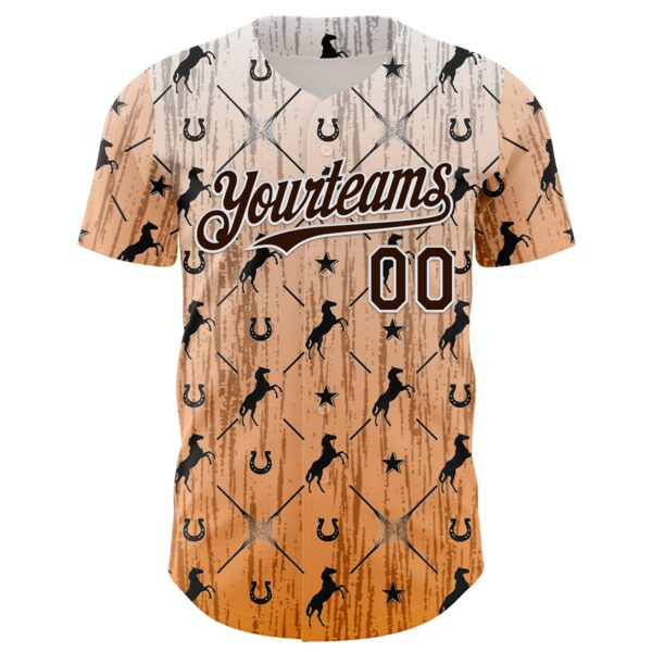 Custom Orange Brown-White Texas Horseshoe Cowboy City Edition Authentic Baseball Jersey