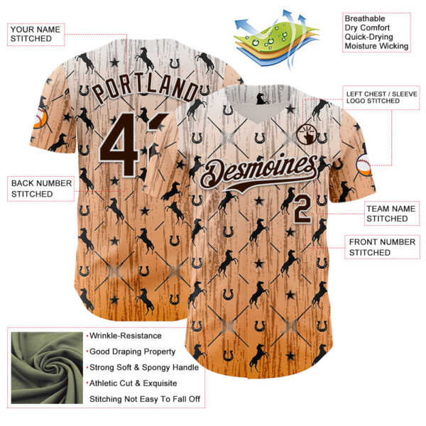Custom Orange Brown-White Texas Horseshoe Cowboy City Edition Authentic Baseball Jersey