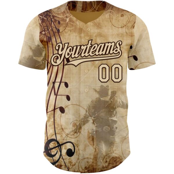 Custom City Cream Brown Texas Grunge Cowboy Country Music City Edition Authentic Baseball Jersey