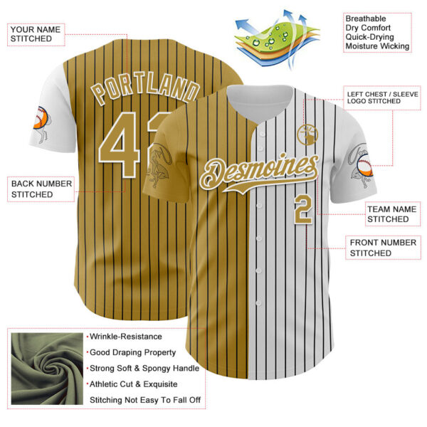 Custom White Black Pinstripe Old Gold Texas City Edition Authentic Baseball Jersey