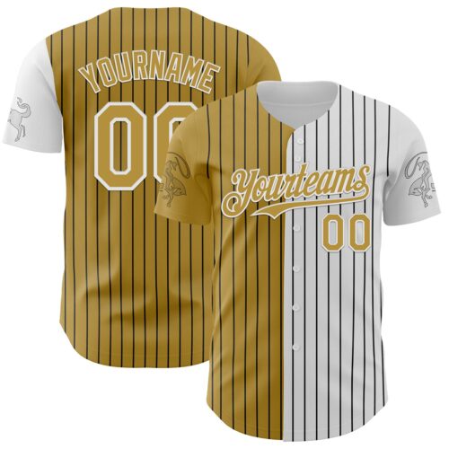 Custom White Black Pinstripe Old Gold Texas City Edition Authentic Baseball Jersey