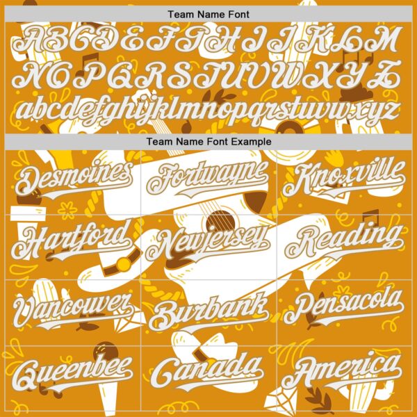 Custom Yellow White-Old Gold Texas Cowboy Guitar City Edition Authentic Baseball Jersey