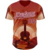 Custom Red Cardinal-White Texas Sunset Southwest Landscape Guitar City Edition Authentic Baseball Jersey