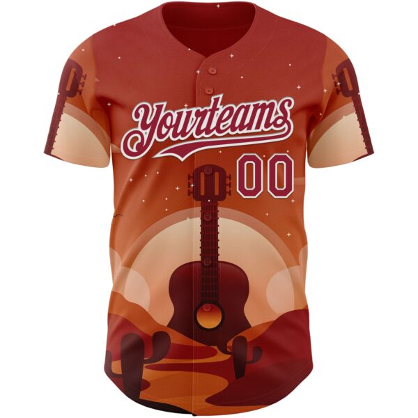 Custom Red Cardinal-White Texas Sunset Southwest Landscape Guitar City Edition Authentic Baseball Jersey