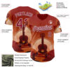 Custom Red Cardinal-White Texas Sunset Southwest Landscape Guitar City Edition Authentic Baseball Jersey