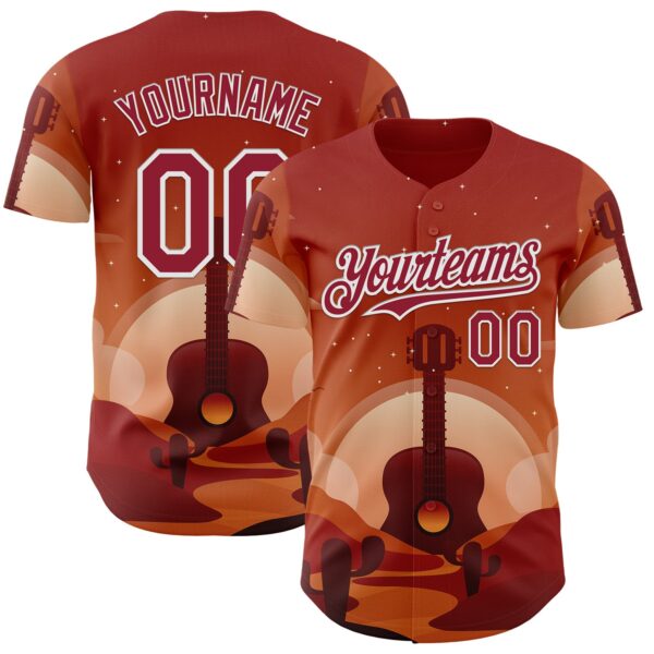 Custom Red Cardinal-White Texas Sunset Southwest Landscape Guitar City Edition Authentic Baseball Jersey