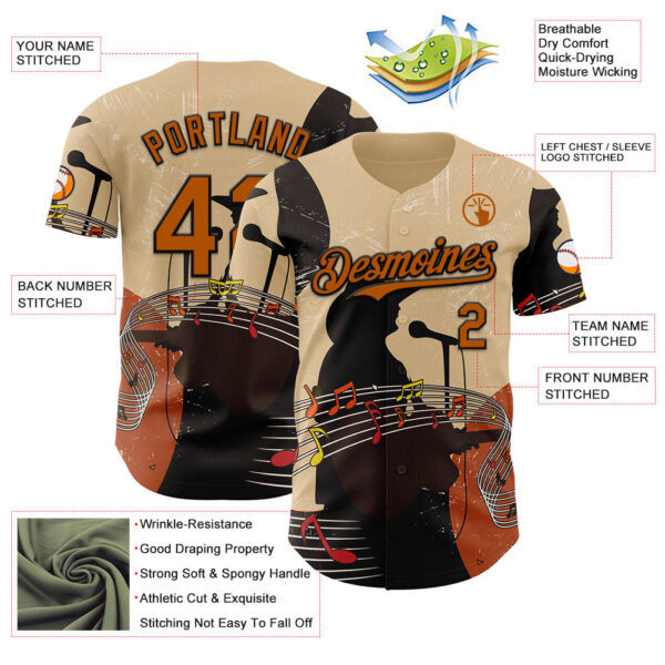 Custom City Cream Texas Orange-Black Texas Guitar City Edition Authentic Baseball Jersey