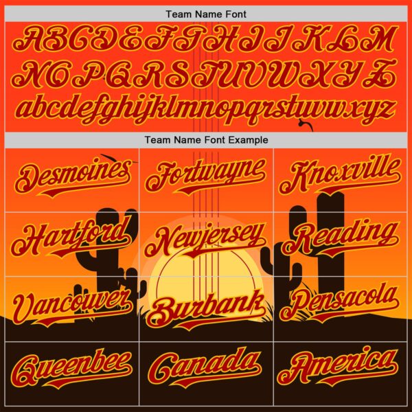 Custom Orange Red Yellow-Black Texas Sunset Southwest Landscape Guitar City Edition Authentic Baseball Jersey