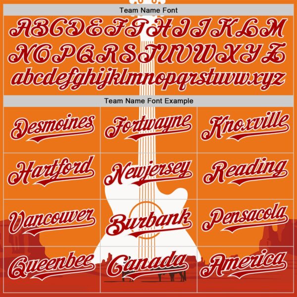 Custom Orange Red-White Texas Sunset Southwest Landscape Guitar City Edition Authentic Baseball Jersey