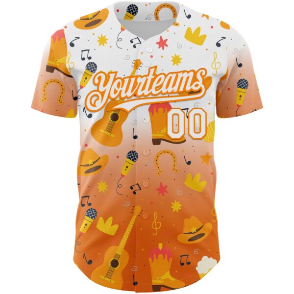 Custom White Bay Orange Texas Cowboy Country Music City Edition Authentic Baseball Jersey