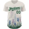 Custom White Green Texas Bluebonnet Floral City Edition Authentic Baseball Jersey