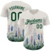 Custom White Green Texas Bluebonnet Floral City Edition Authentic Baseball Jersey