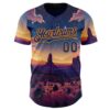 Custom Blue Royal-Bay Orange Texas Sunset Night Landscape City Edition Authentic Baseball Jersey